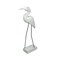Hand Carved Wood and Metal White Egret Bird Statue 15 Inches High Coastal Decor